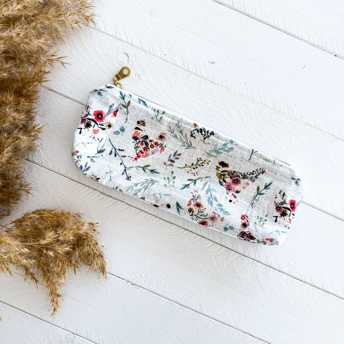 Floral Chickens Zipper Pouch