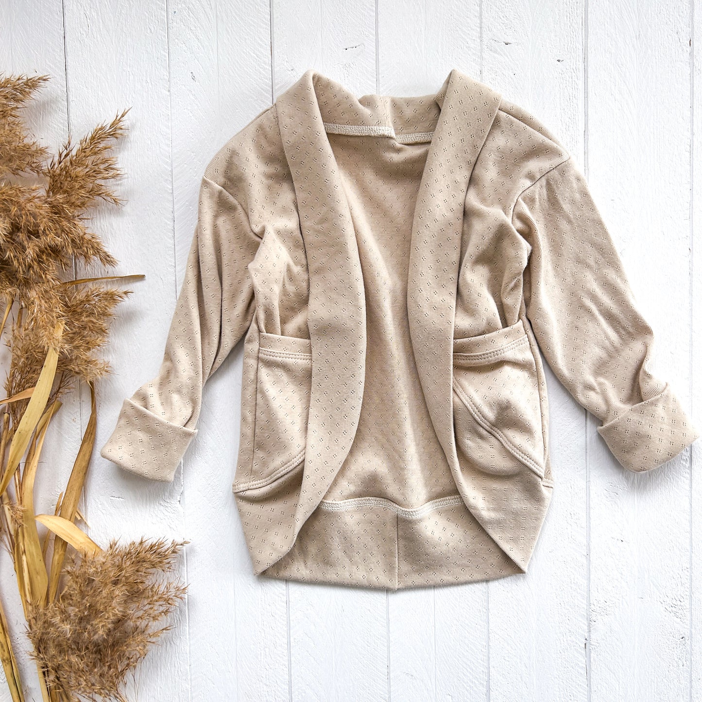 Essential Cardigan - Natural Pointelle