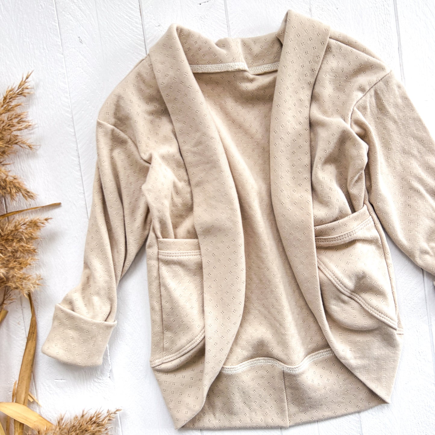 Essential Cardigan - Natural Pointelle