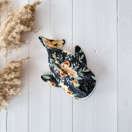Whale Shark Zipper Pouch - Caramel & Navy Floral