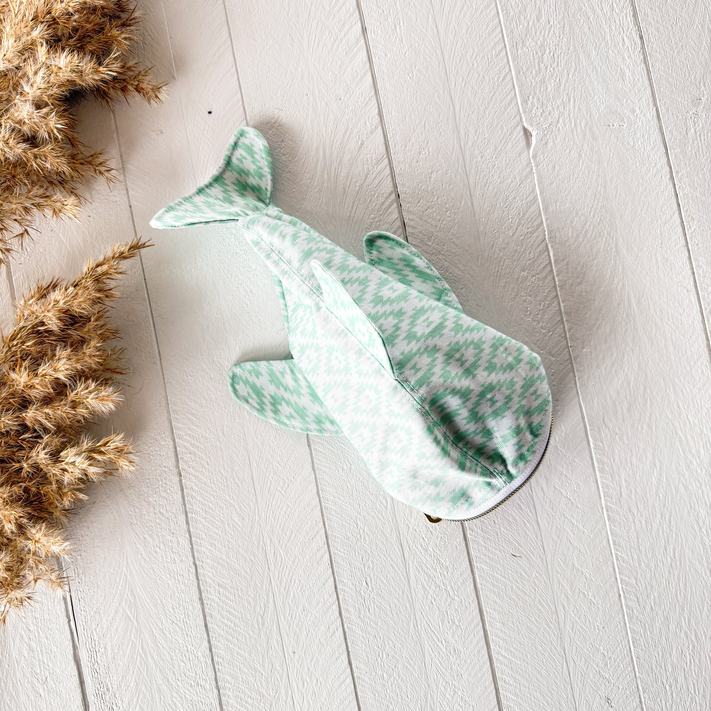 Whale Shark Zipper Pouch - Mint Aztec