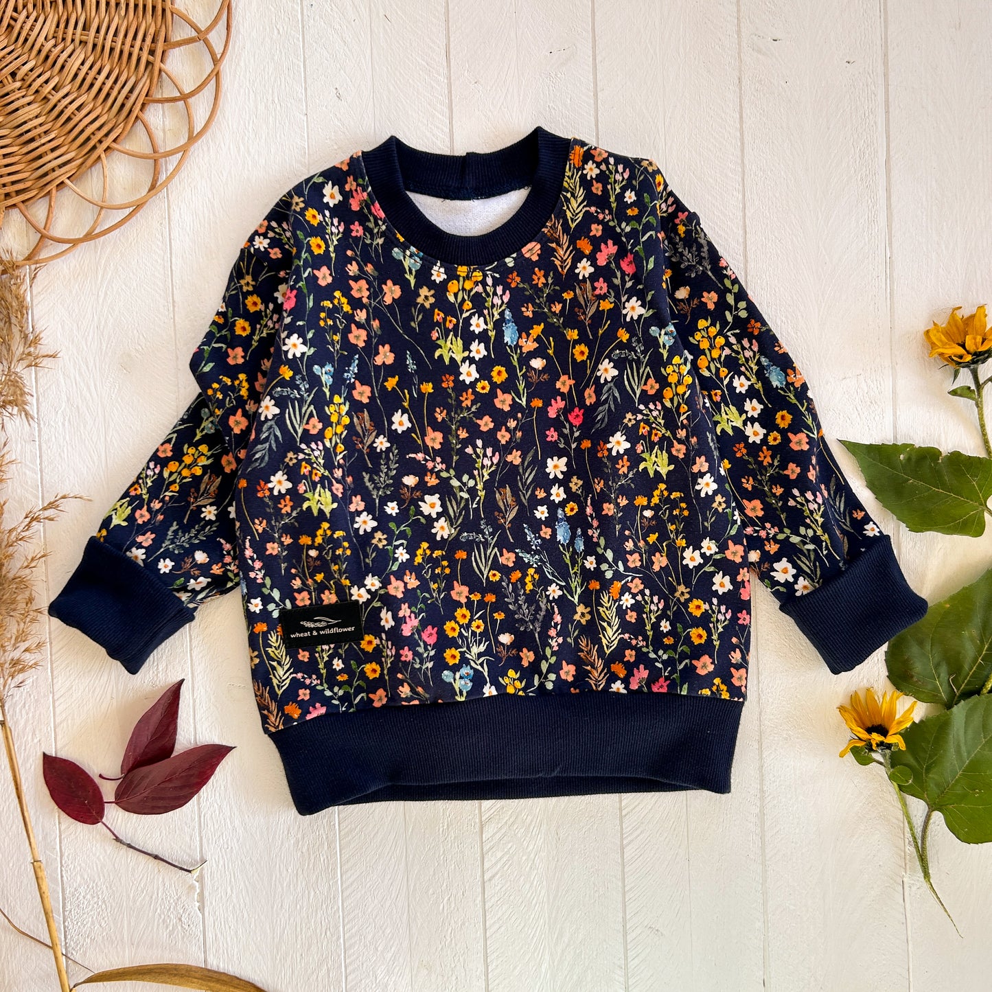 Mini Wildflower on Navy Lounge Sweater