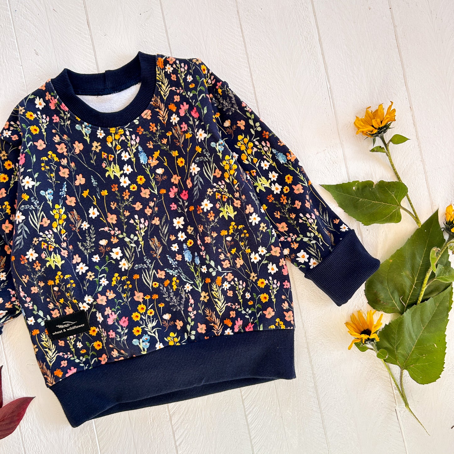 Mini Wildflower on Navy Lounge Sweater
