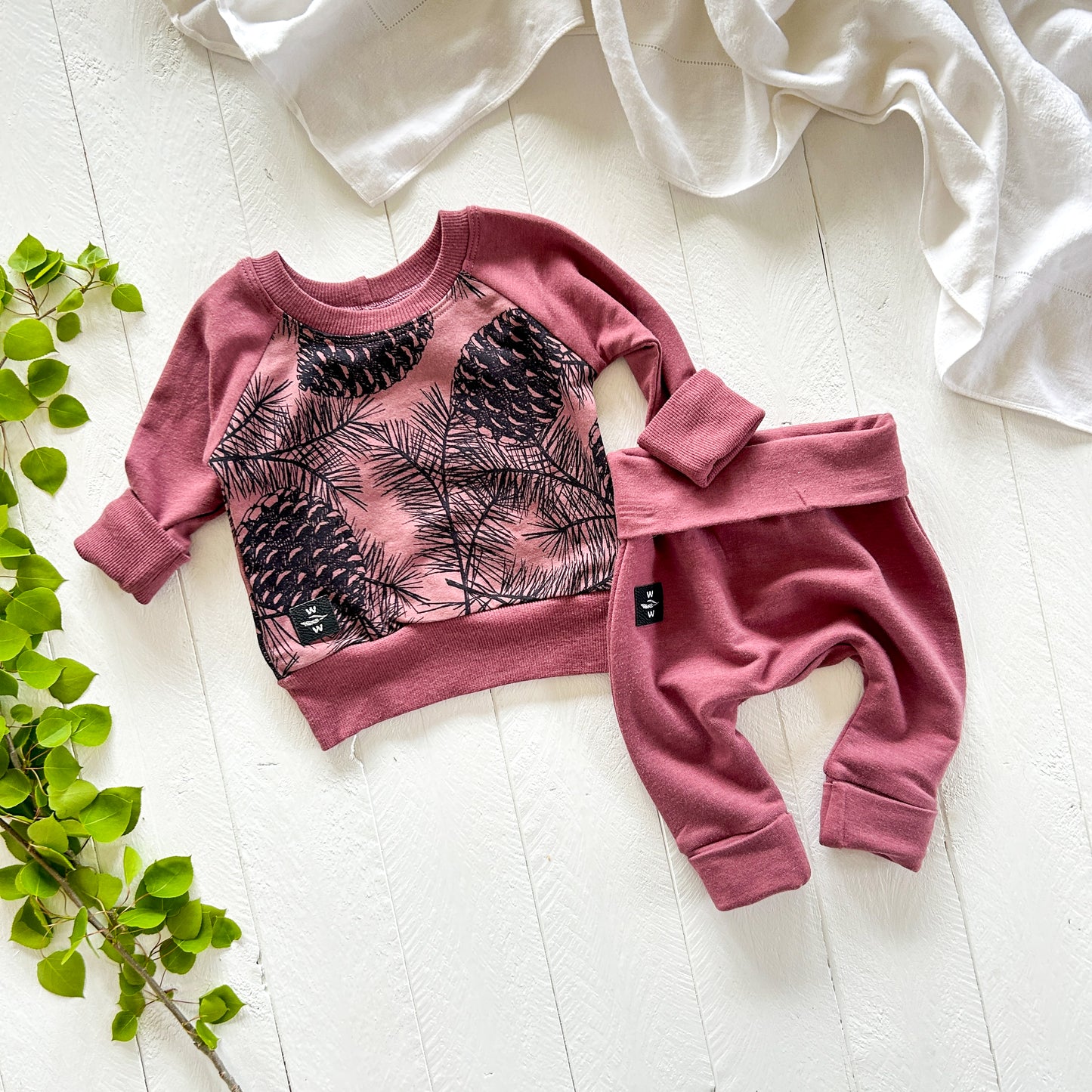 Raglan Cedar on Rose Baby Set