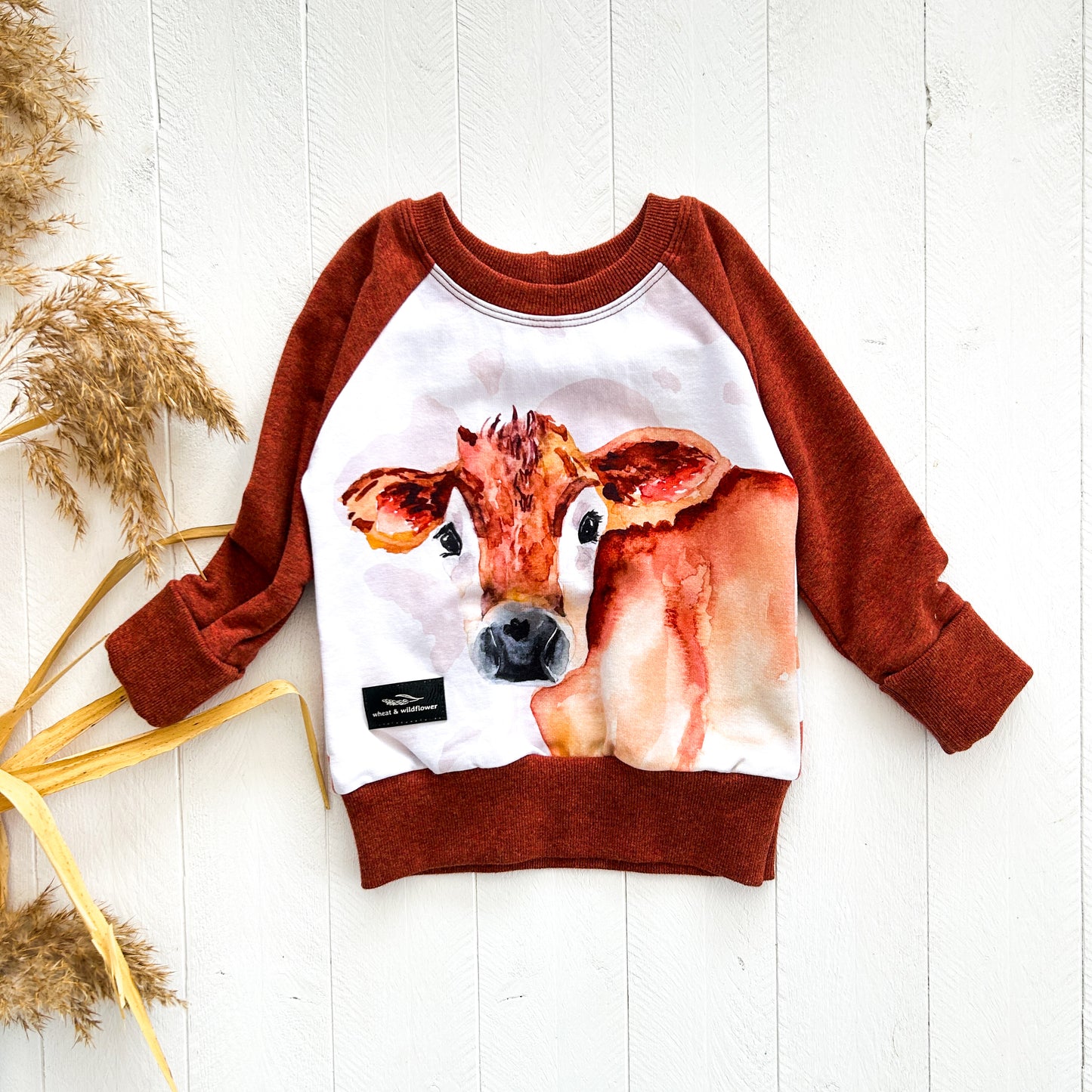 Jersey Cow Pullover - Rust