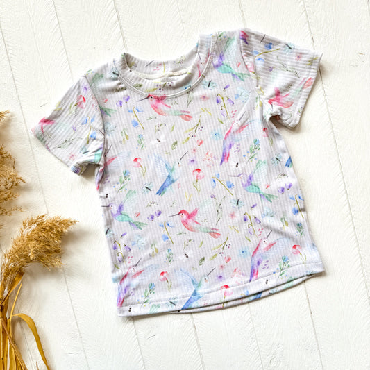Curved Hem Tee - Hummingbird Garden
