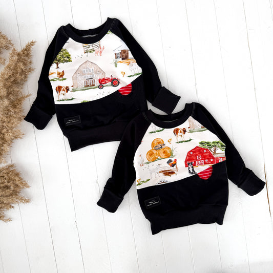 Farm Life Pocket Pullover - Black