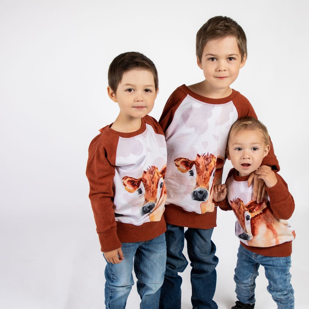 Jersey Cow Pullover - Rust