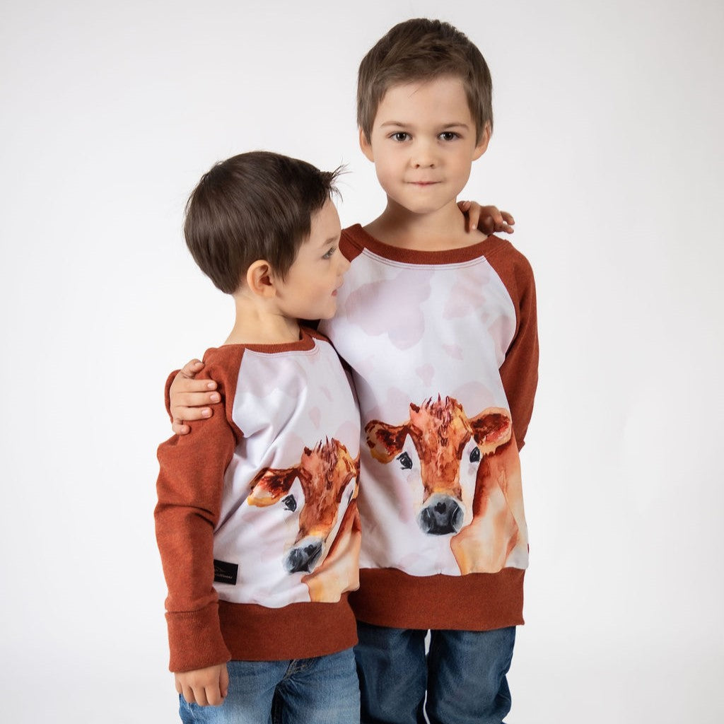 Jersey Cow Pullover - Rust