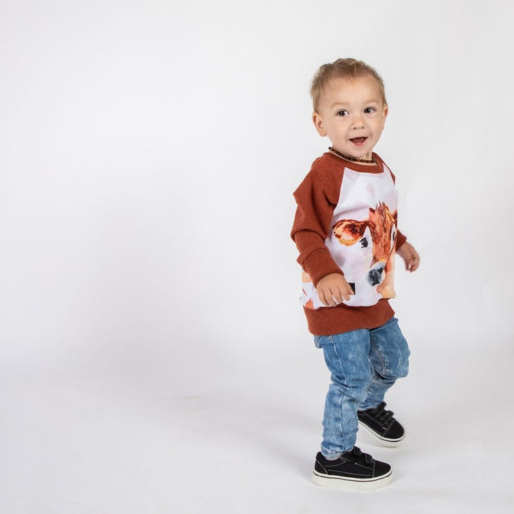 Jersey Cow Pullover - Rust