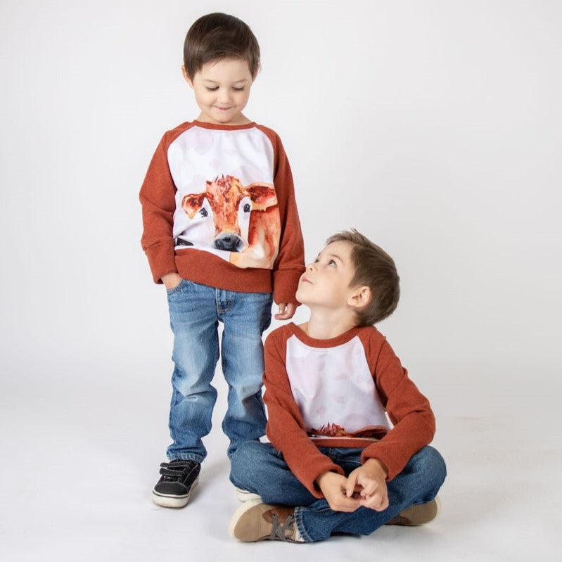 Jersey Cow Pullover - Rust