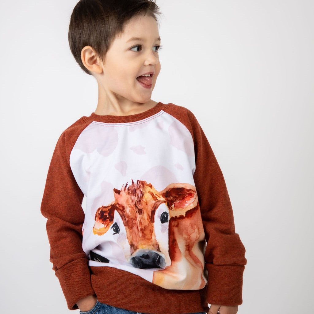 Jersey Cow Pullover - Rust