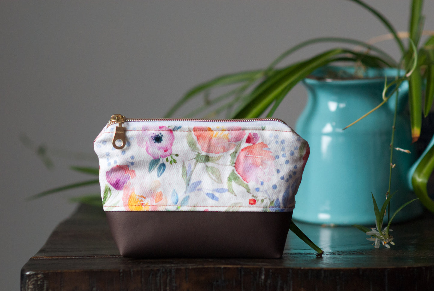 Faded Peony Zipper Pouch