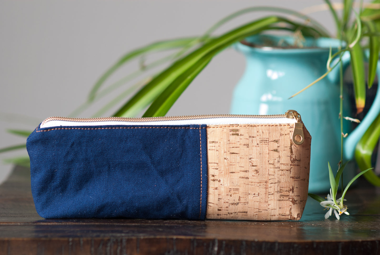 Navy with Cork Zipper Pouch