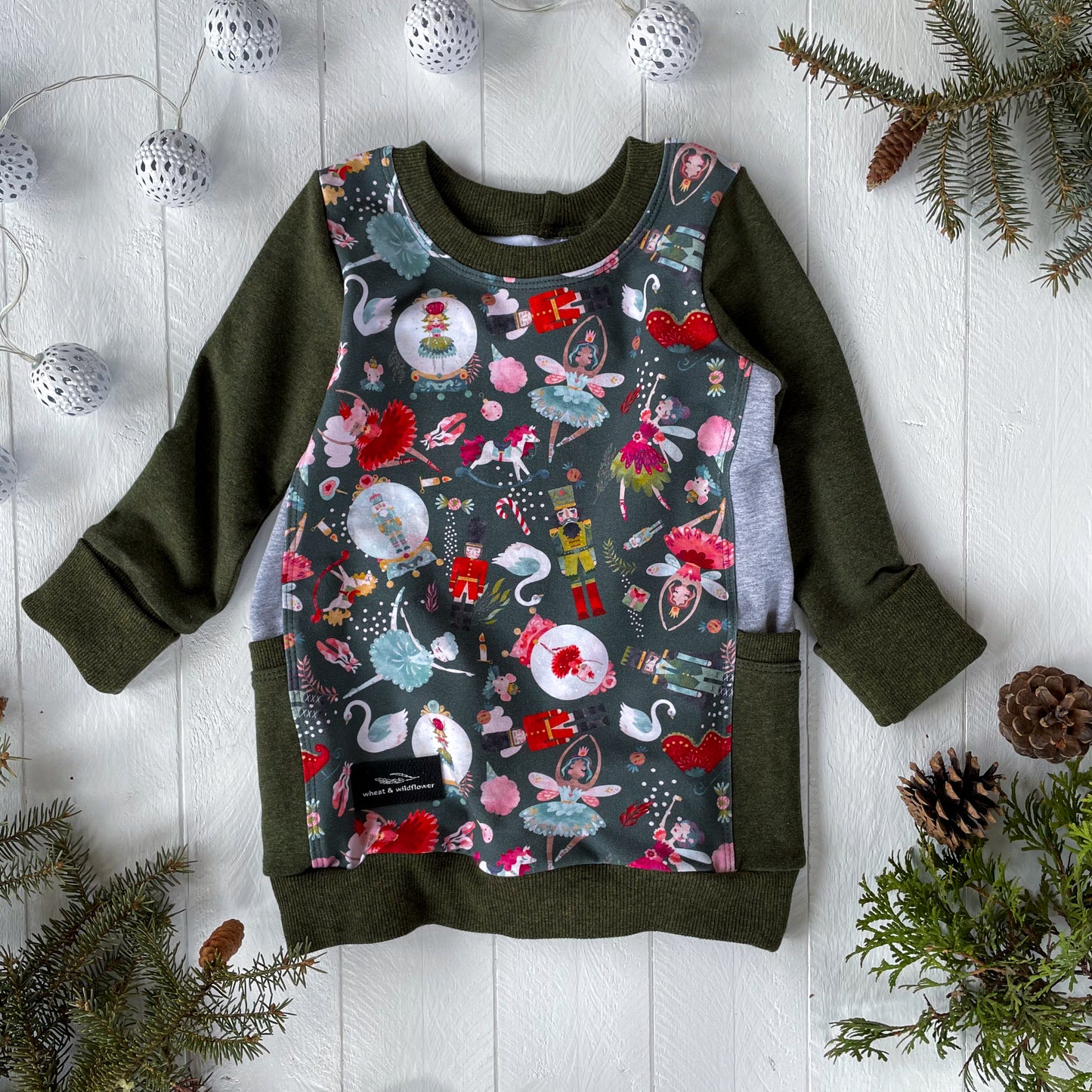 Sugar Plum Fairy Pocket Tunic - Heathered Moss