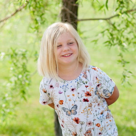 Grow With Me Chamomile Tee Dress - Butterfly Garden