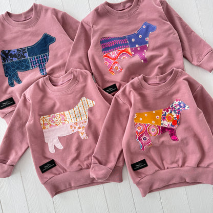 Patchwork Heifer Lounge Sweater - WW x TLC Pasture Pieces