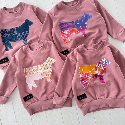 Patchwork Heifer Lounge Sweater - WW x TLC Pasture Pieces