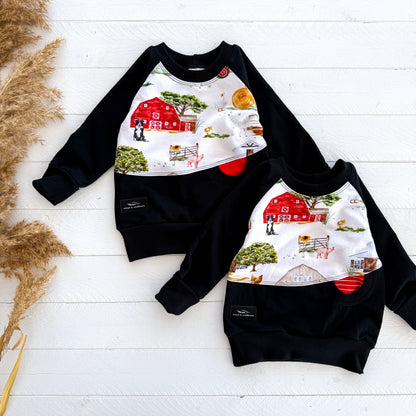 Farm Life Pocket Pullover - Black