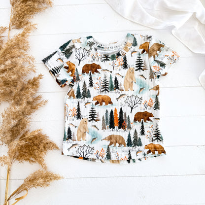 Curved Hem Tee - Fishing Bears