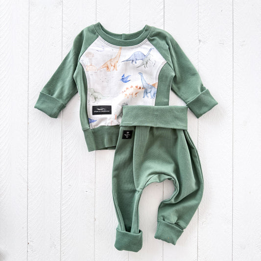 Sage Dinos Baby Set