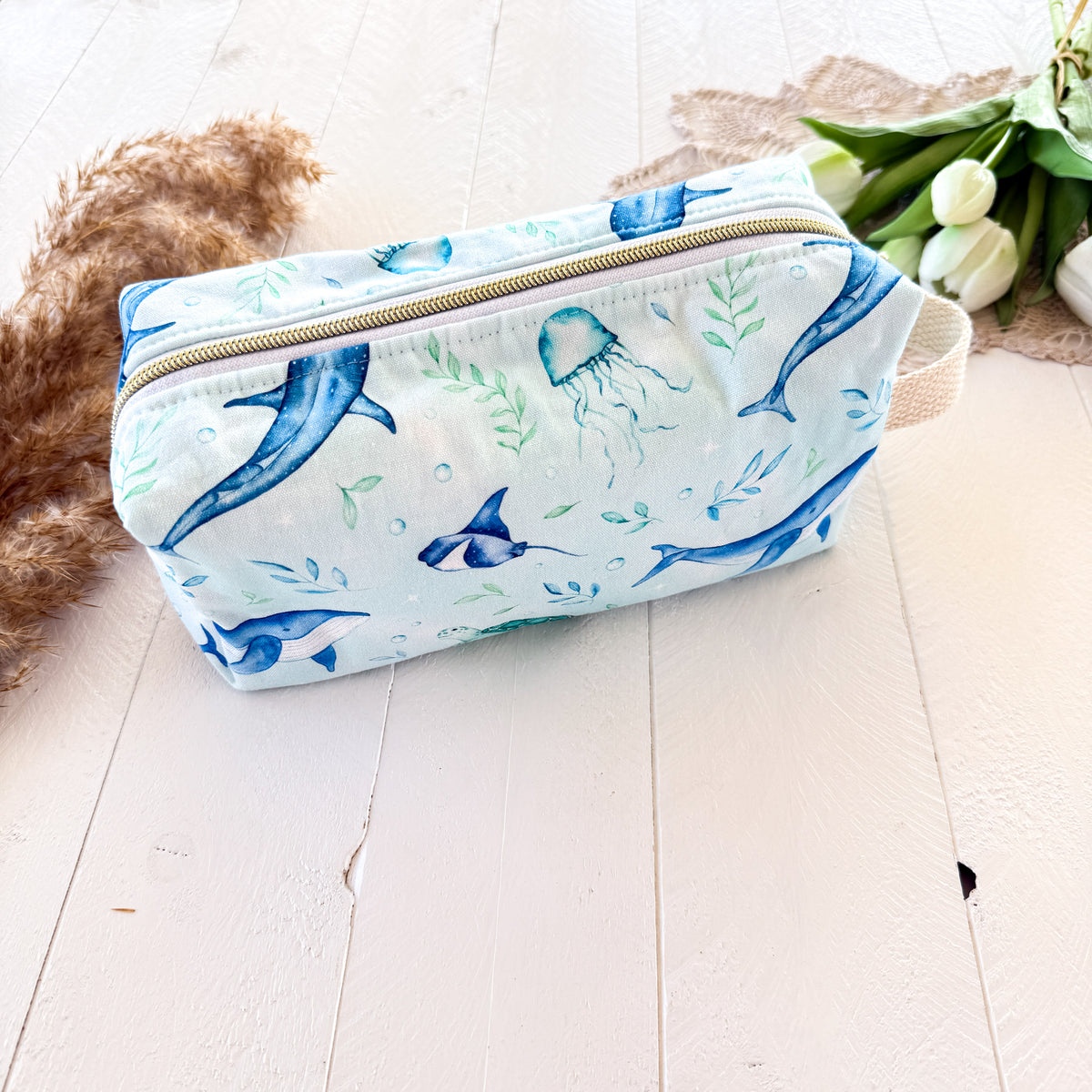 Boxy Windsor Zipper Pouch - Sea Life
