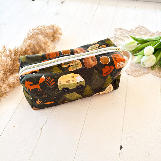 Boxy Windsor Zipper Pouch - Vintage Camping