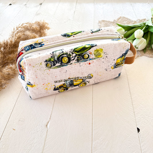 Boxy Windsor Zipper Pouch - Farm Machines
