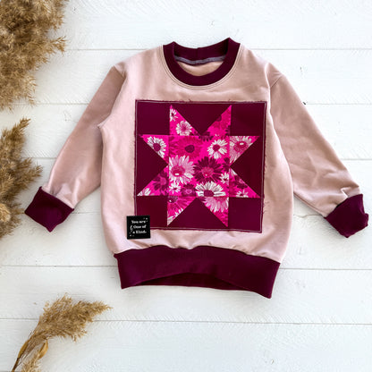 Sawtooth Star Lounge Sweater OOAK Mulberry Daisy
