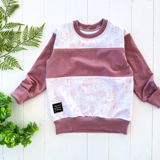 Pink Farm Life Triple Play OOAK Lounge Sweater