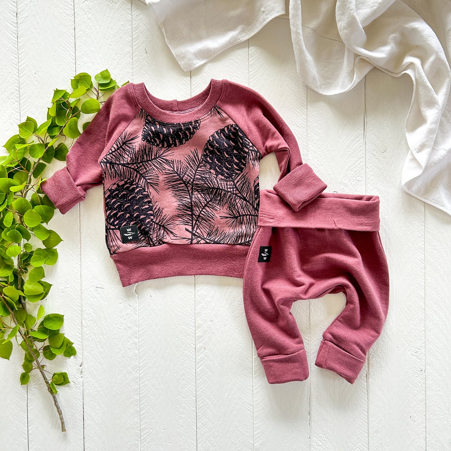 Raglan Cedar on Rose Baby Set
