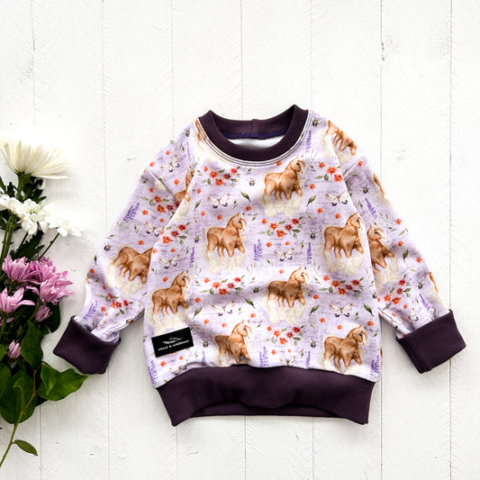 Lavender Ponies Lounge Sweater