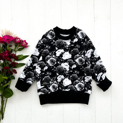 Classic Black & White Floral Lounge Sweater