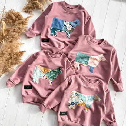 Patchwork Heifer Lounge Sweater - WW x TLC Pasture Pieces