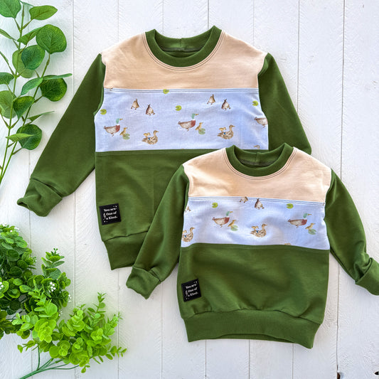 Mallard Ducks Triple Play OOAK Lounge Sweater