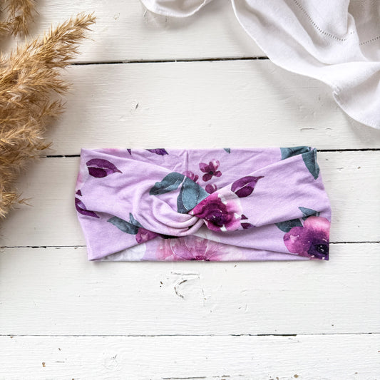 Luxe Headband - Purple Roses