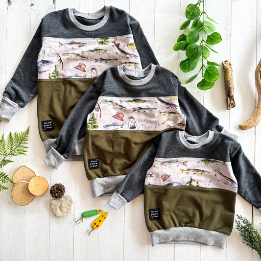Fishing Time OOAK Lounge Sweater (Charcoal)