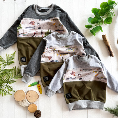 Fishing Time OOAK Lounge Sweater (Grey)