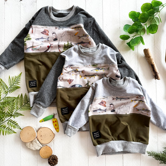 Fishing Time OOAK Lounge Sweater (Grey)