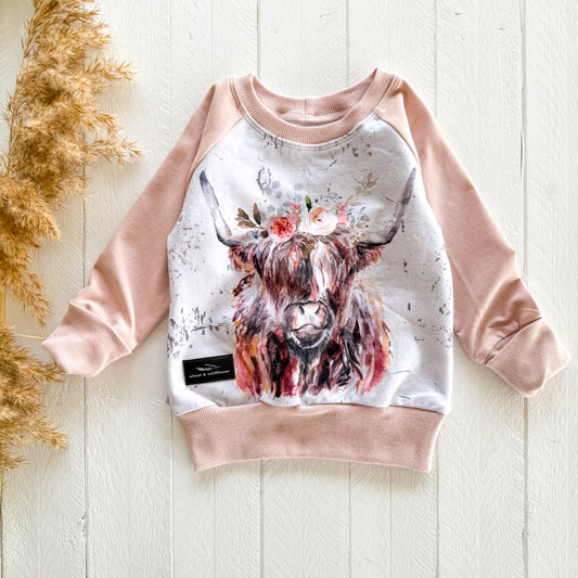 Got me a Highland  Cow - Floral/Blush