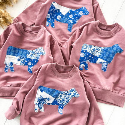 Patchwork Heifer Lounge Sweater - WW x TLC Pasture Pieces