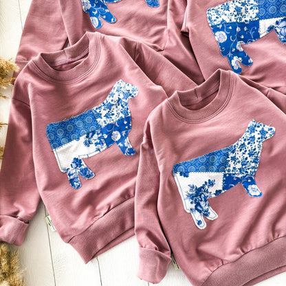 Patchwork Heifer Lounge Sweater - WW x TLC Pasture Pieces