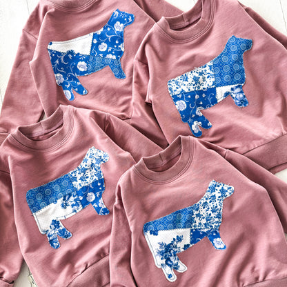 Patchwork Heifer Lounge Sweater - WW x TLC Pasture Pieces