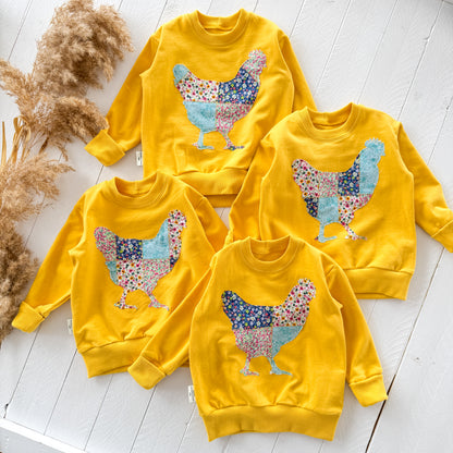 Patchwork Chicken Lounge Sweater - WW x TLC Pasture Pieces