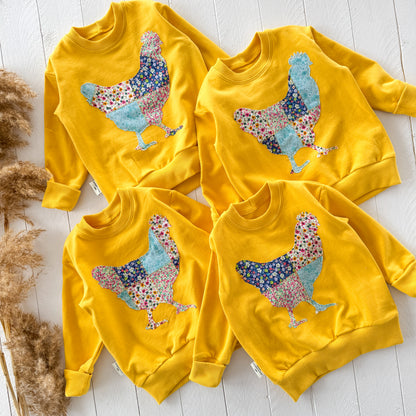 Patchwork Chicken Lounge Sweater - WW x TLC Pasture Pieces