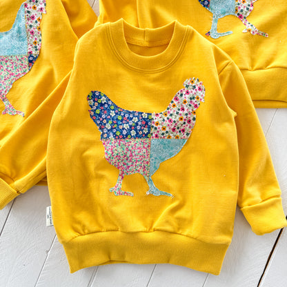 Patchwork Chicken Lounge Sweater - WW x TLC Pasture Pieces