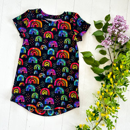 Grow With Me Chamomile Tee Dress - Bright Rainbows