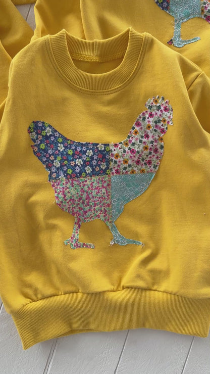 Patchwork Chicken Lounge Sweater - WW x TLC Pasture Pieces