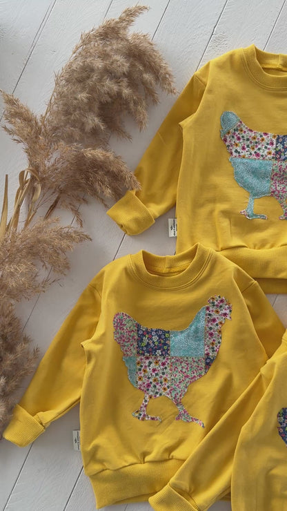 Patchwork Chicken Lounge Sweater - WW x TLC Pasture Pieces