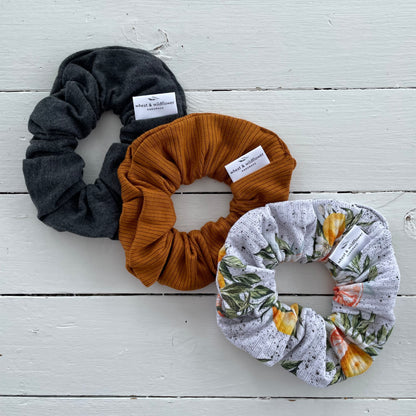 Luxe Scrunchies 3-pack - Citrus, Caramel and Charcoal